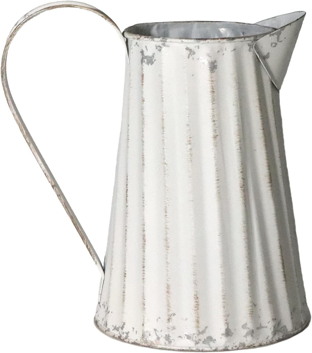Galvanized Pitcher Antique Watering Can Retro Jug Metal Vase Rustic Vintage Primitive Pitcher Farmhouse Country Plant