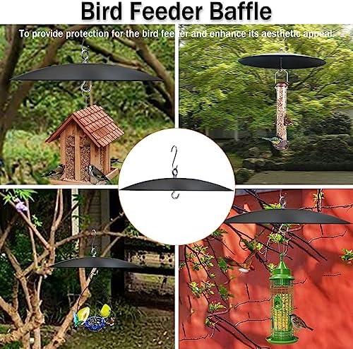 Bird Feeder Baffle, Guard for Bird Houses,13 inch Metal Hanging Baffle Weather Guard Cover for Outside Black