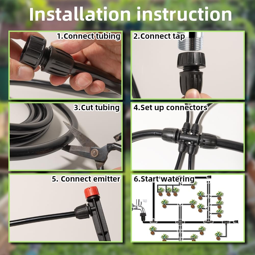 233FT Drip Irrigation System with Timer for Garden Kit Automatic Irrigation Equipment Lock Fittings Micro Drip 360