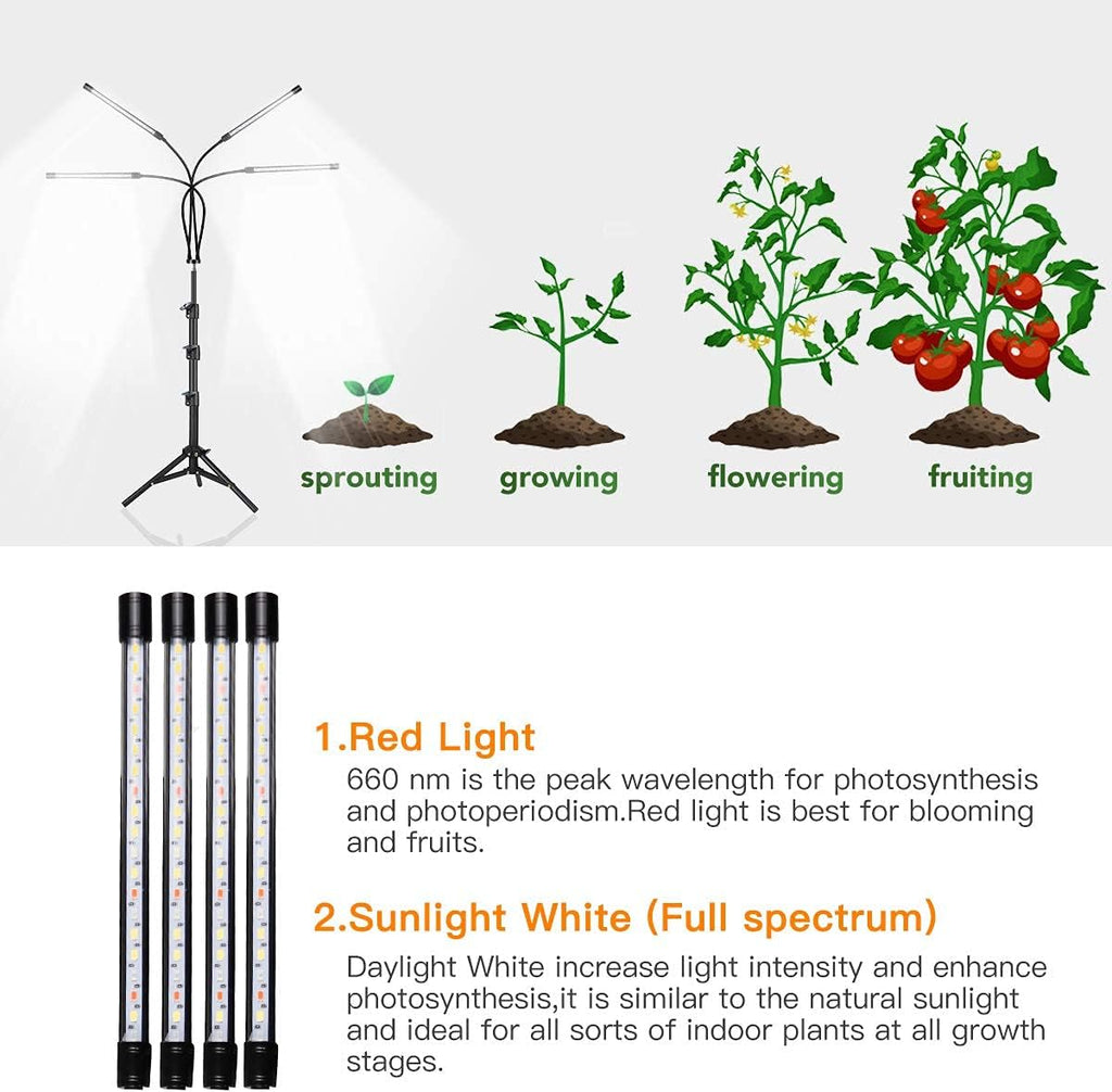GHodec Grow Light Free Standing, 5500K Full Spectrum Gooseneck LED Lamp | Floor Plant Light for Indoor Plants Growing,5