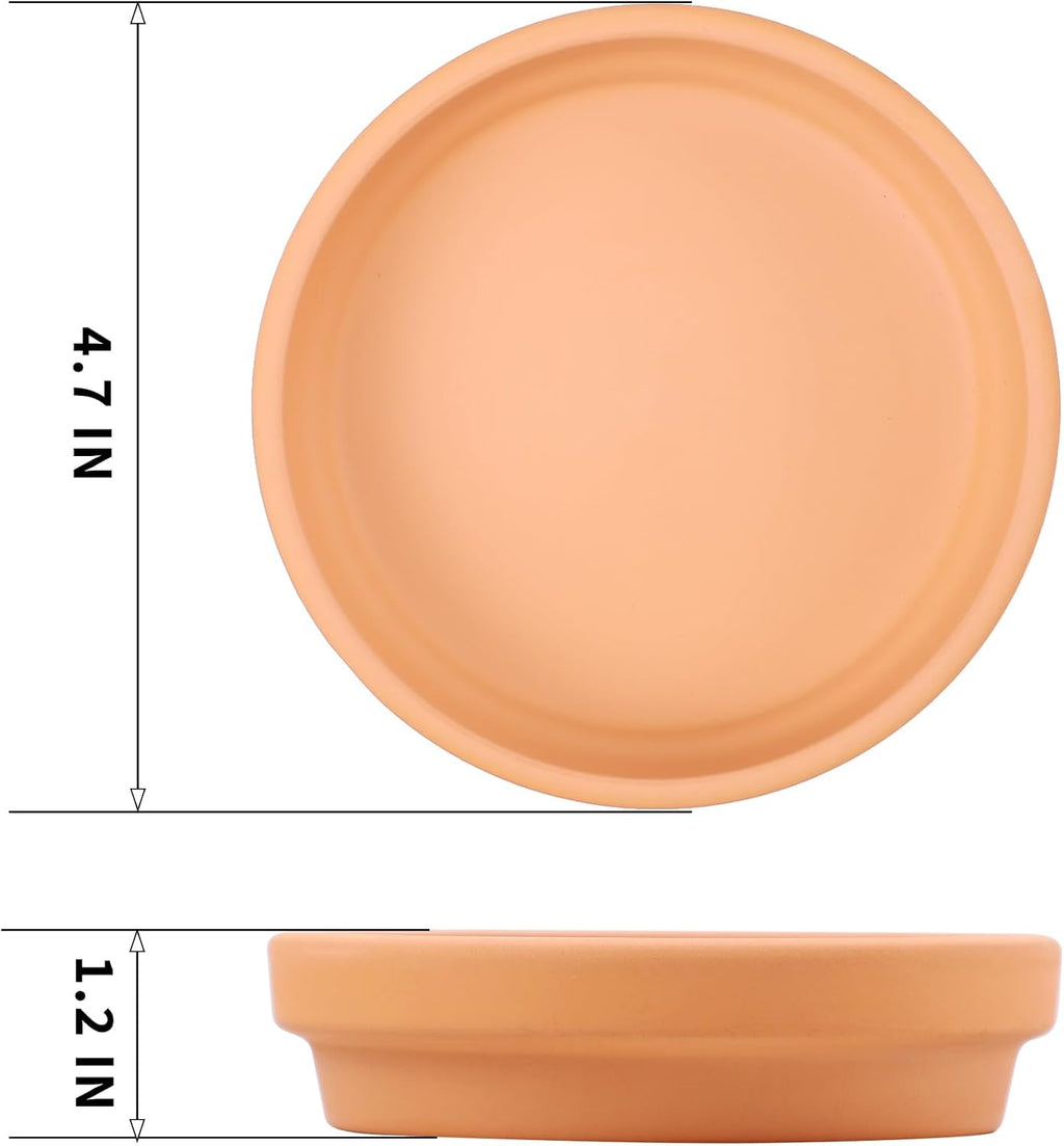 Fcacti 4.7 inch Middle Terra Cotta Plant Saucers, Round Pot Drip Trays,Durable Thicker Clay Plant Tray Flower Pot