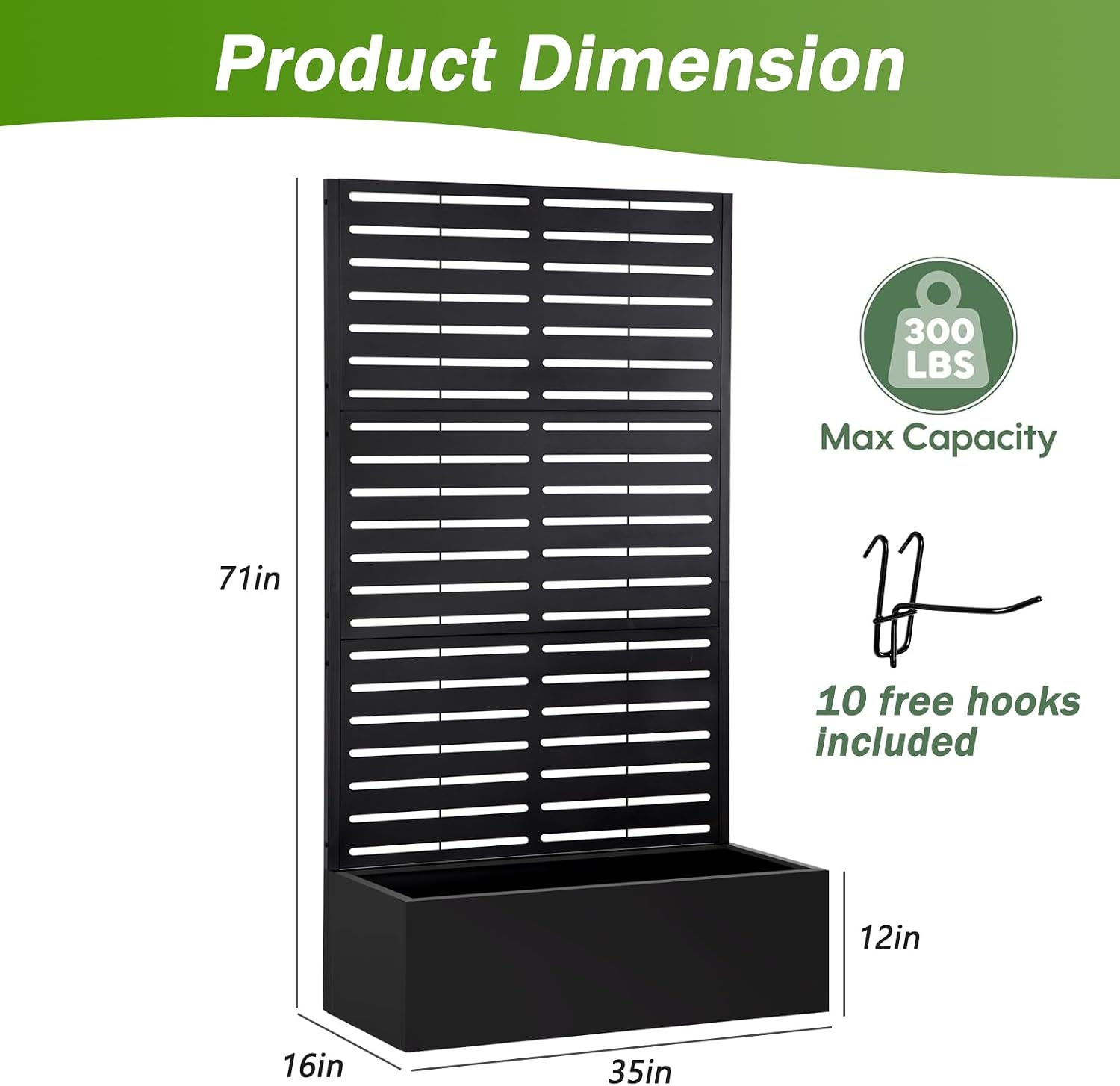 Metal Raised Garden Bed with Trellis,Planter Box for Climbing Plants, Vegetables & Vines, Features Drainage Holes and