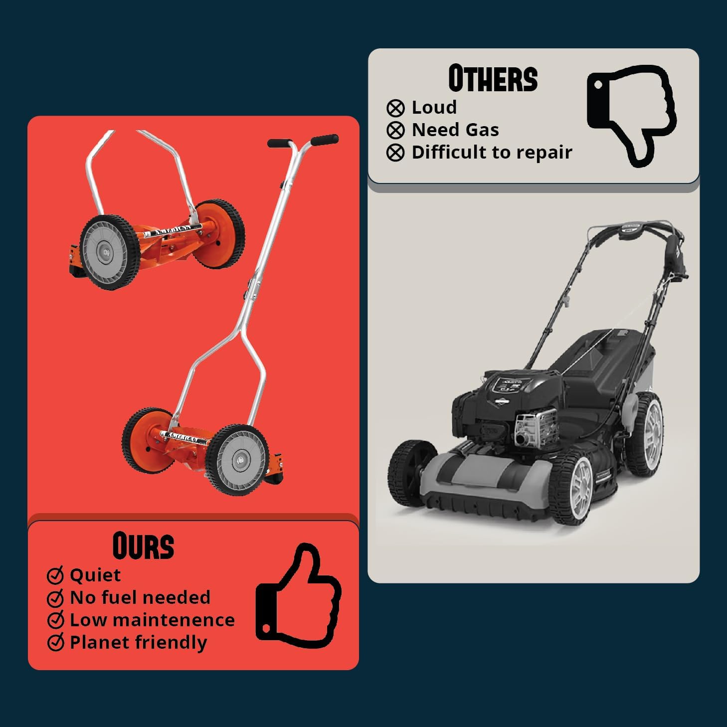 American Lawn Mower 1204-14 14-Inch 4-Blade Push Reel Lawn Mower, Red