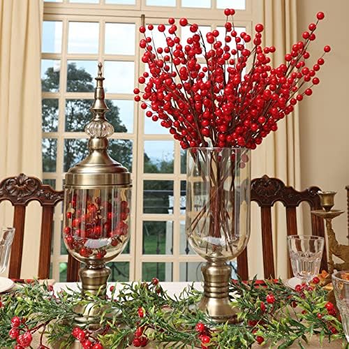 joyhalo 12 Pack 12.6in Red Berry Stems