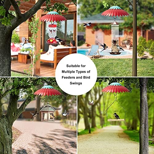 Beserie Squirrel Baffle for Hanging Bird Feeder Rain Cover for Outside Weather Guard Protect Feed from Sun Blue Dome Attract Hummingbirds, Moat Proof, Easy to Clean-14inch(Red)