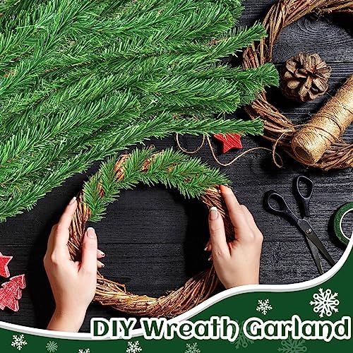 Retrowavy 200 Pcs Christmas Garland Ties 12" Artificial Green Pine
