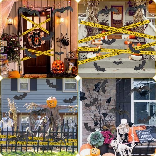 Halloween Hanging Bats Decorations 10 pcs Creepy Flying Rubber Bats Decor