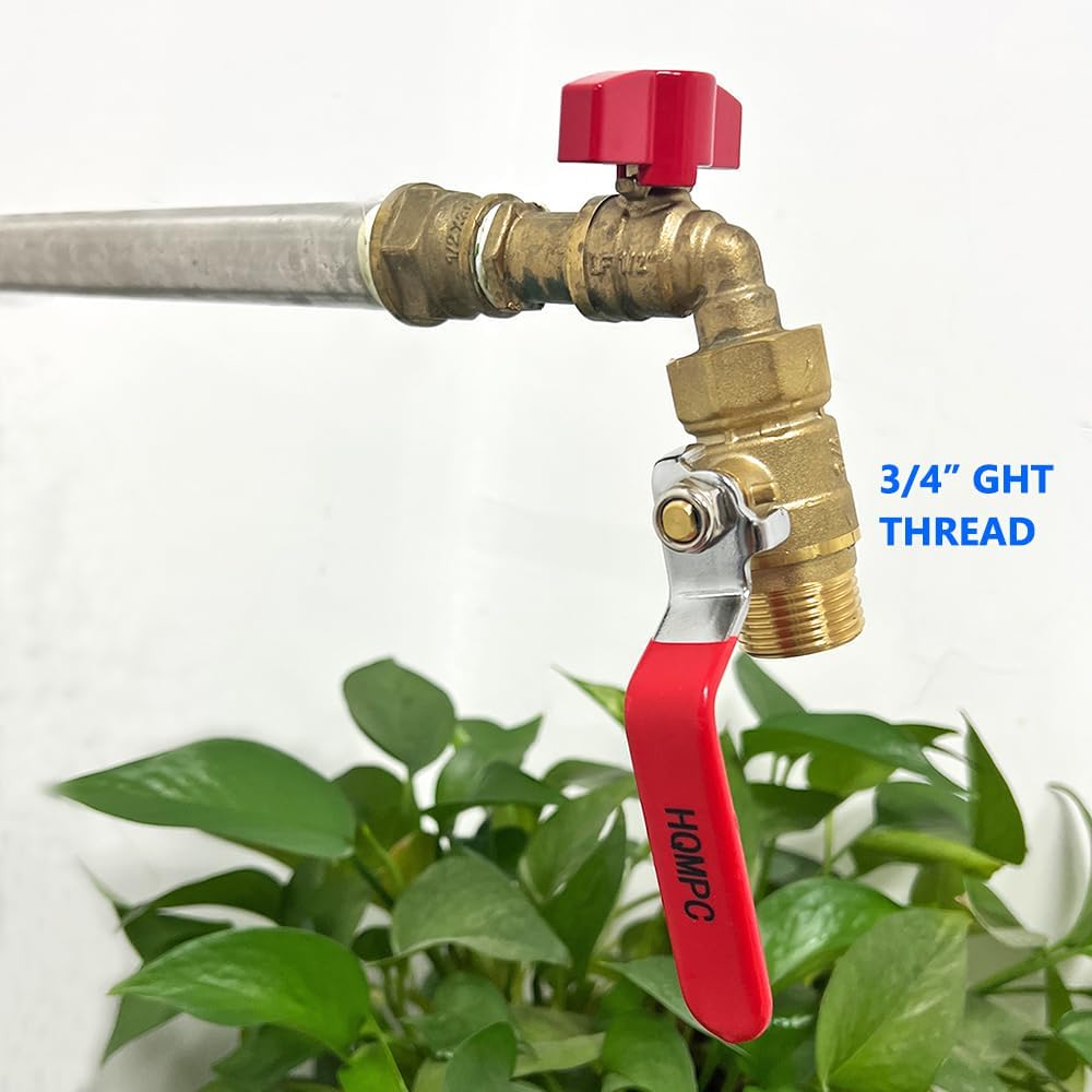 Garden Brass Shut Off Valve Ball Valves 3/4" GHT Hose Shut Off valve Hose Valves Big Fllow 2Pcs Long Handle