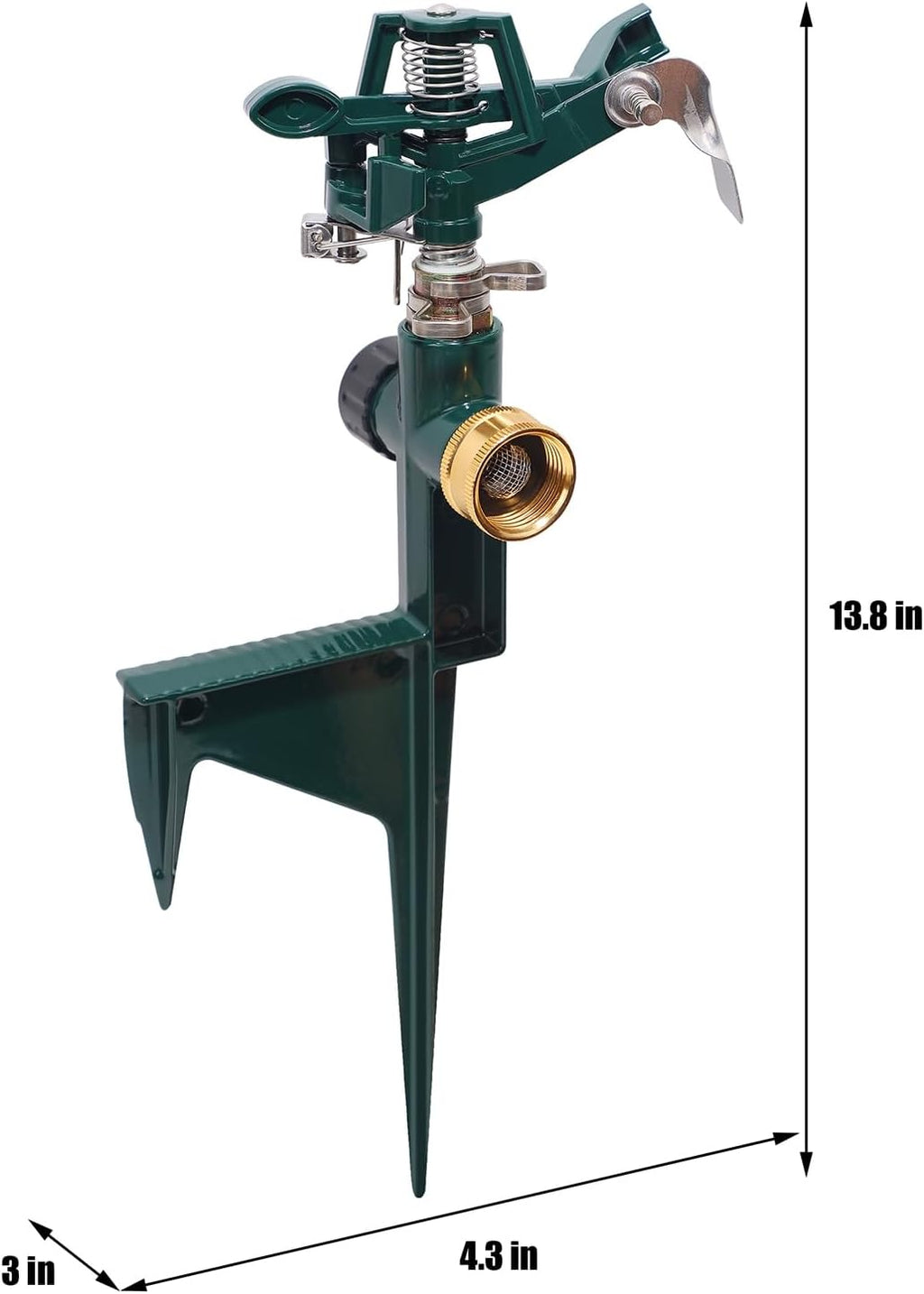 Biswing 2 Pack Impact Sprinkler Head on Metal Step Spike, Heavy Duty Zinc Alloy Lawn Sprinkler, Adjustable Coverage