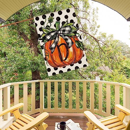 AVOIN colorlife Fall Monogram Letter D House Flag 28x40 Inch for Outside