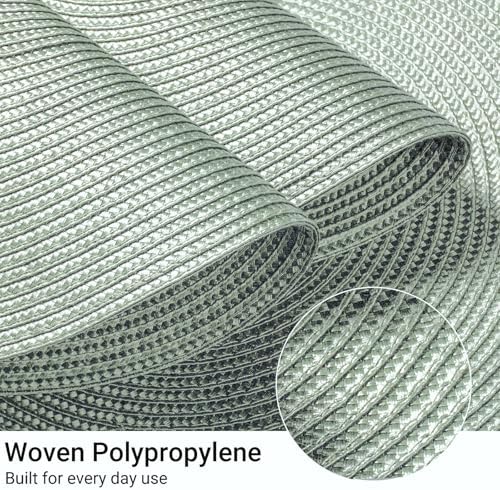 FunWheat Round Braided Placemats Set of 6 Place Mats for Dining Tables Woven Washable Non-Slip Table mats 15 inch(Fog Green, 6pcs)