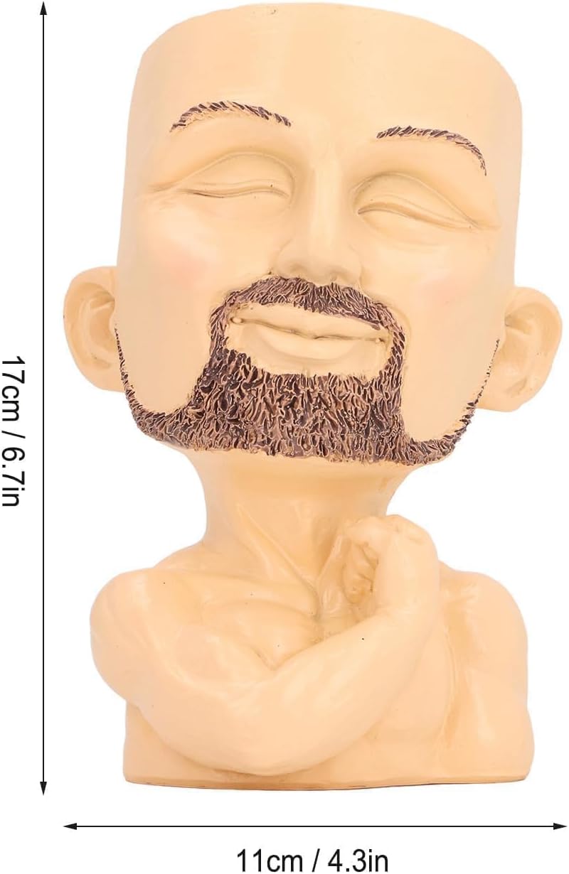 HERCHR Muscular Man Face Planter Pot, Face Flower Pot Head Planter Cute Planters for Indoor Plants, Succulents, Resin