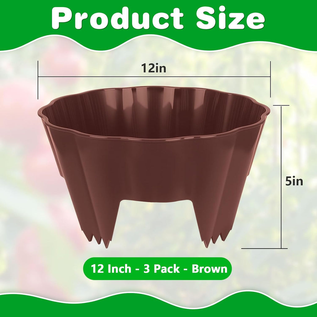 3 Pack of 12 Inch Planting Grow Rings, Planting Protective Round Garden Edging, Keeping Plants Separated, Weed Control