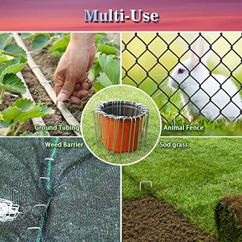 Gtongoko 50 Pack Galvanized Landscape Staples, Garden Stakes, Tent Stakes, Plant Cover Stakes 6 Inch for Landscaping Securing Weed Barrier Fabric, Irrigation Tubing, Holding Fence
