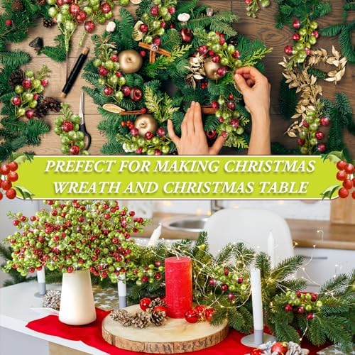 Thiccywoov 48 Pcs Christmas Picks and Sprays Tree Picks, 8 Inch