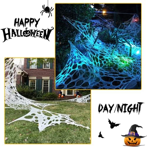JOYSELLER 2PACK Flexible Spider Web Halloween Decorations Outdoor