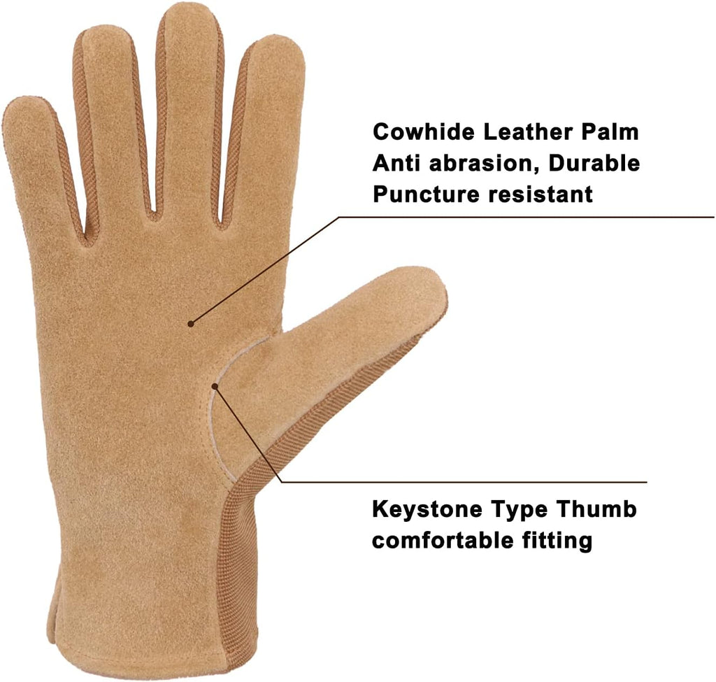 HANDLANDY HLDD Work Gloves for Women and Ladies, Leather Gardening Gloves Flexible Mechanic Working Gloves
