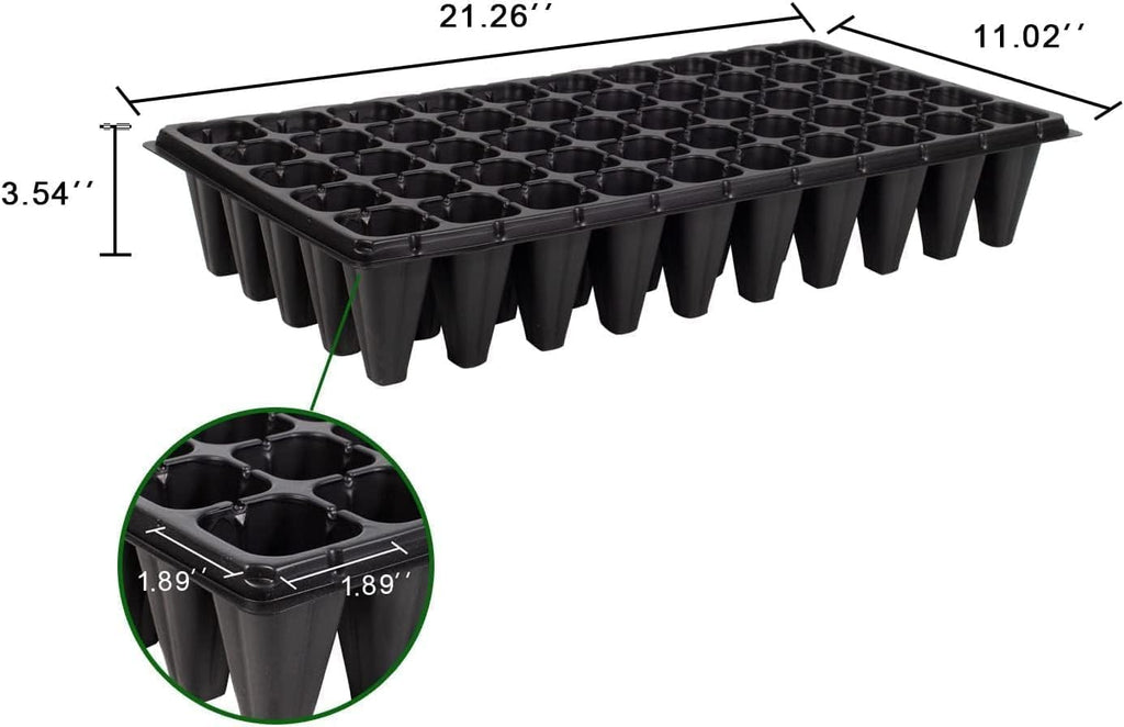 RooTrimmer 10 Pack 1020 Trays and 10 Pack 3.5" Deep 50 Cell Seed Starter Trays, 20" x 10" - Durable Plastic Nursery