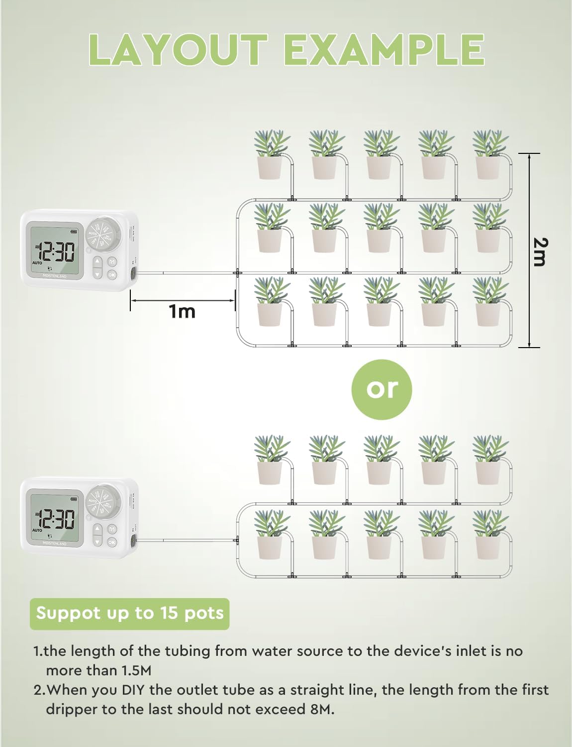 Automatic Watering System, 15 Potted Indoor Houseplants Support Plant Waterer, Vacation Plant Watering Devices, with