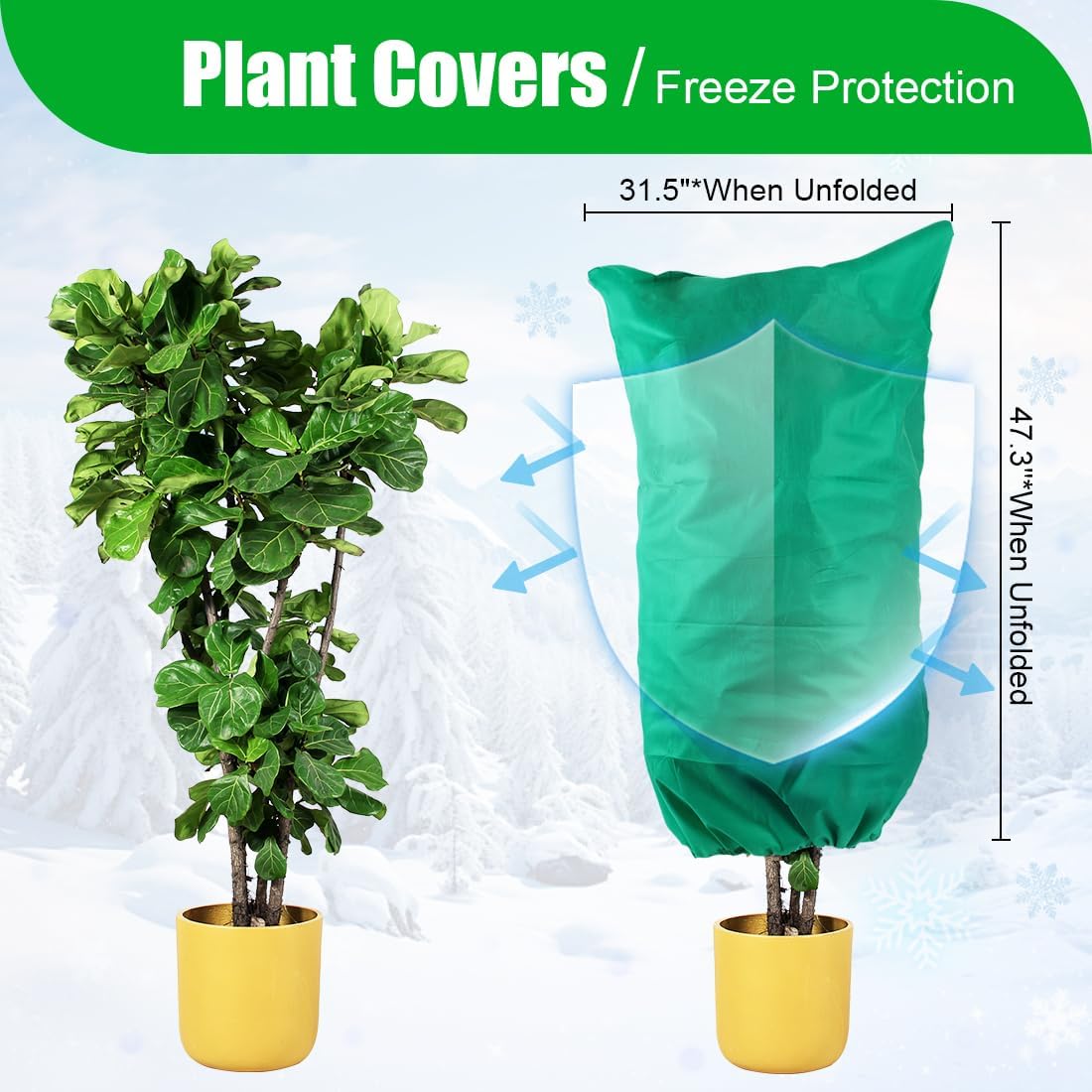 4-Pack Plant Covers Freeze Protection, Frost Covers with Zipper Drawstring, Plant Protectors from Animals, Outdoor