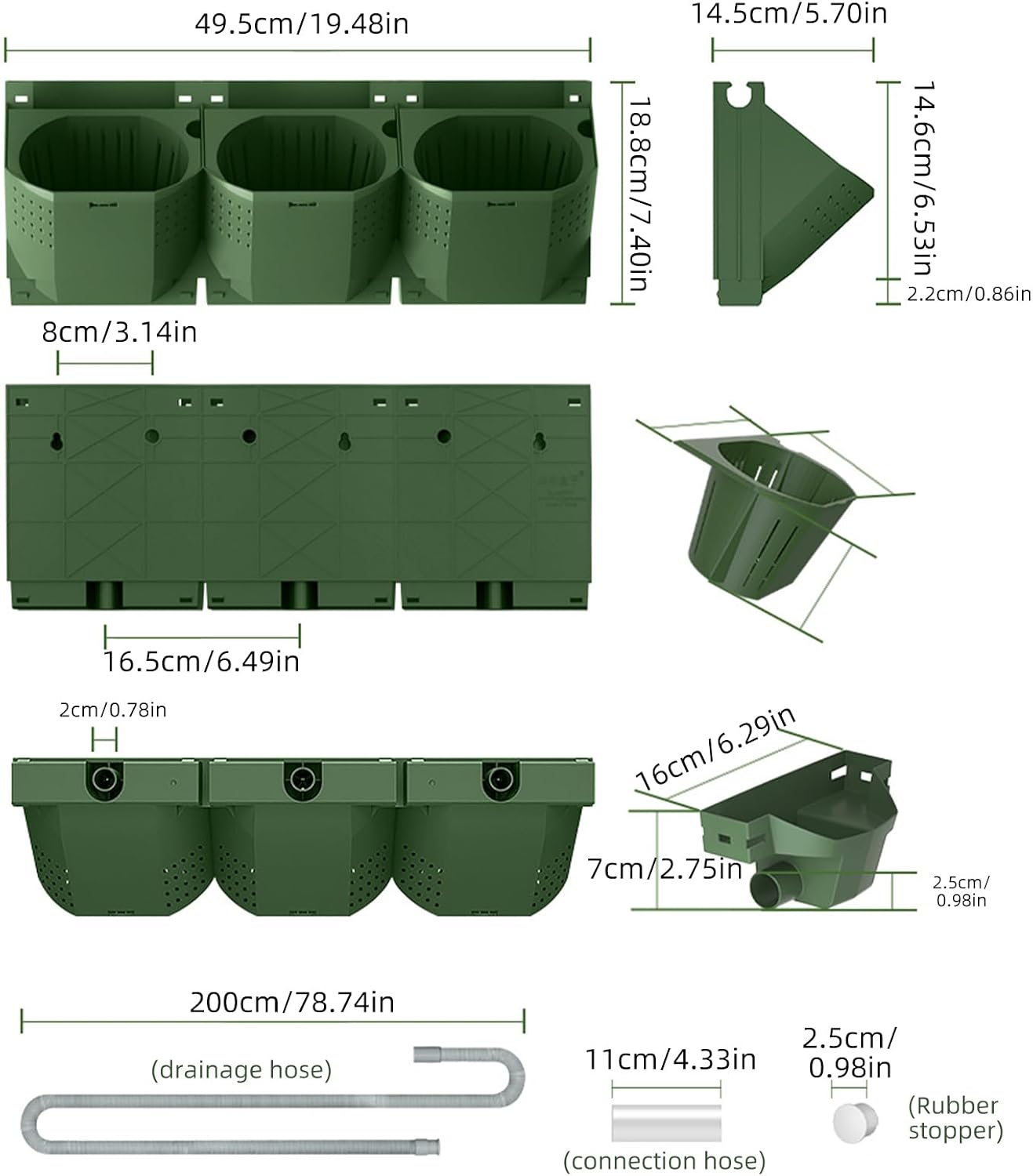 36 Pockets Self Watering Wall Mounted Vertical Planter, Wall Planter Indoor Vertical Living Green Plant Wall Easy