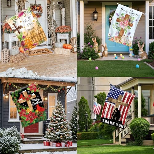 Christian Seasonal Garden Flags Set of 12, Double Sided 28 x 40 Inch Flags