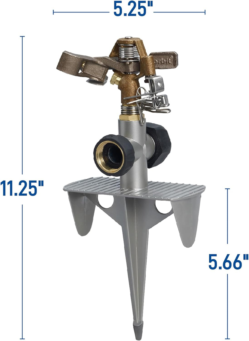 Orbit Lawn Sprinkler 56946 | Heavy‑Duty Brass Impact Head | Adjustable 360° Coverage | Up to 90 ft Diameter | Zinc