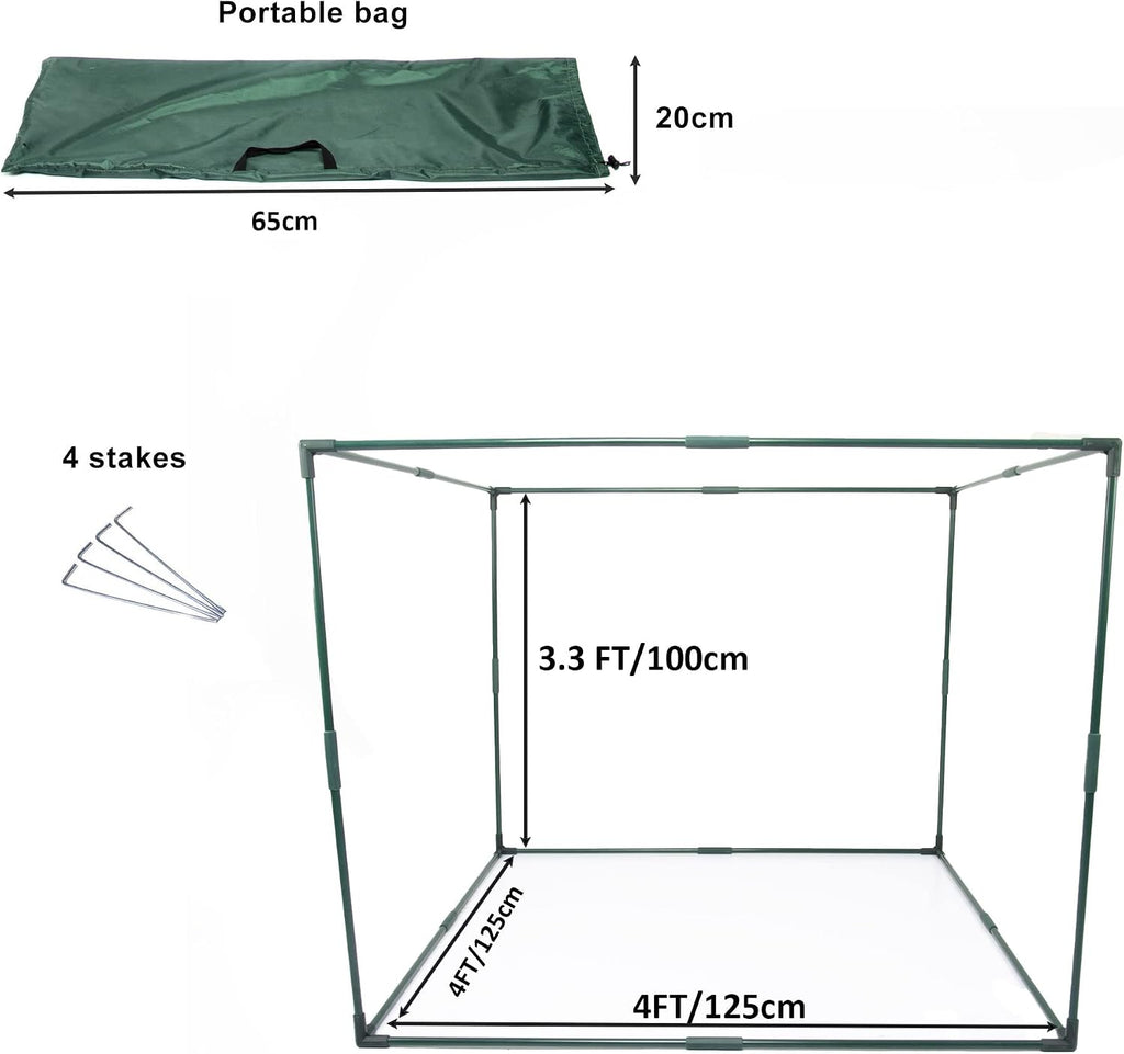 Square 4'x4' Netting Cover 3.3FT Tall Crop Cage Pest Guard Cover for Vegetables Fruits Durable Plant Garden Net with 4