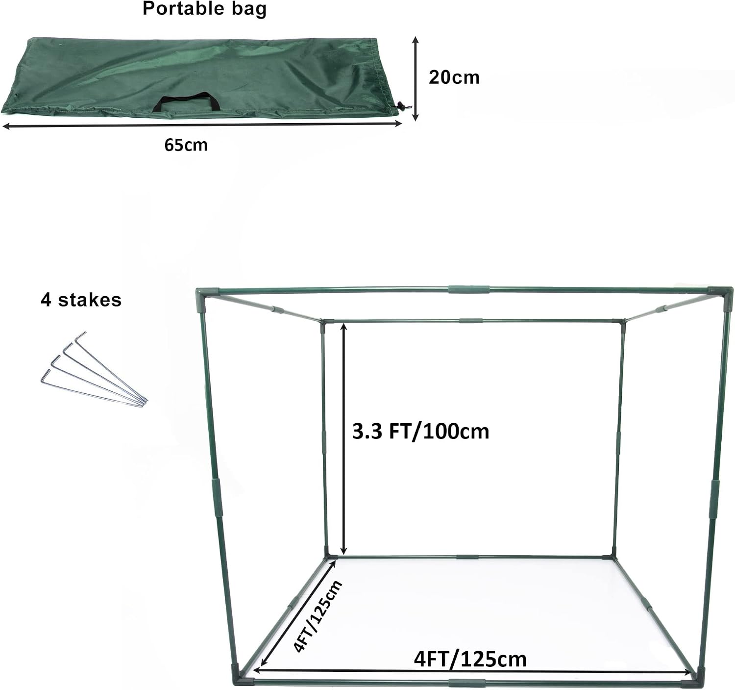 Square 4'x4' Netting Cover 3.3FT Tall Crop Cage Pest Guard Cover for Vegetables Fruits Durable Plant Garden Net with 4