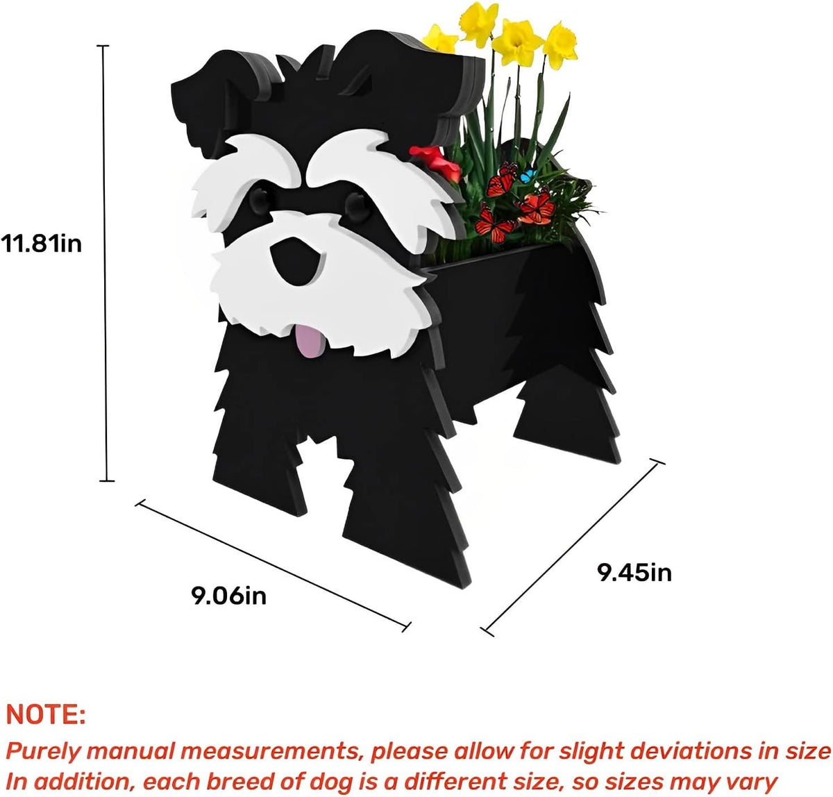 Black Schnauzers Dog Planter Pots, Animal Shaped Flower Pot | Cute Plant Gift for Women and Pet Lovers, Indoor Outdoor