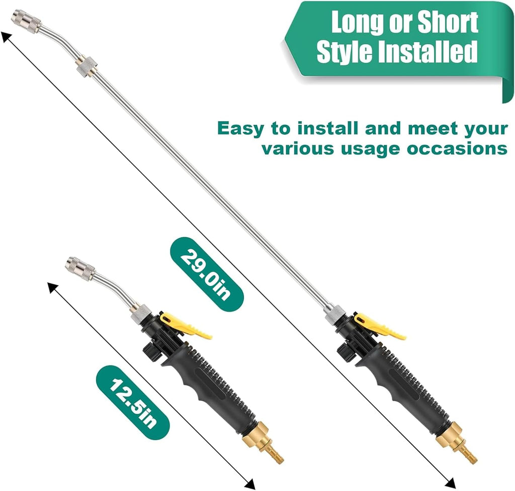 4 Pack 29" Adjustable Sprayer Wand, Shut Off Valve | Brass Barb Fits 3/8 in Hose, Stainless Steel Tube, Lockable
