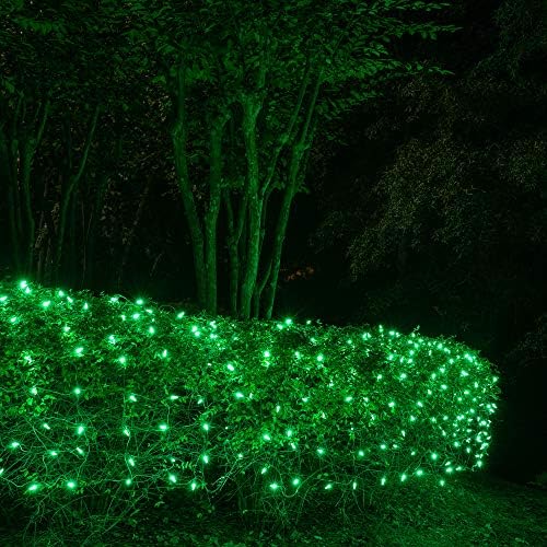 Wintergreen Lighting 100 M5 Green LED Net Lights, 4 x 6 ft Green Wire Outdoor Holiday Bush & Hedge Lighting for Christmas Displays, Commercial Grade