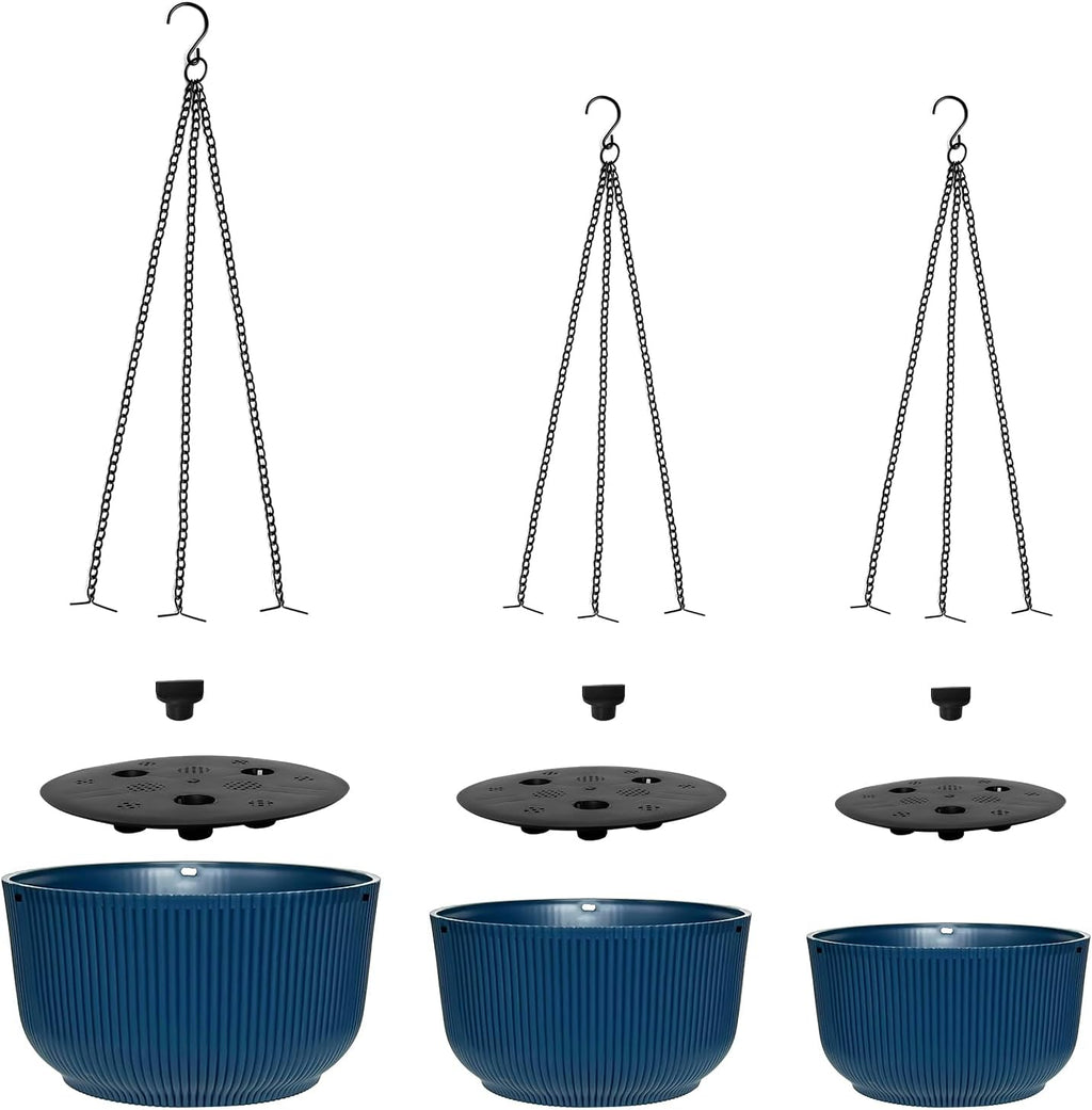 RooTrimmer Hanging Planters 9/10/11 Inch for Indoor Plants, 3 Pack Plant Hanger Outdoor with Drainage Holes, Self