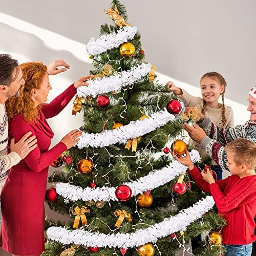 DIYDEC 5pcs 33ft Christmas White Tinsel Garlands