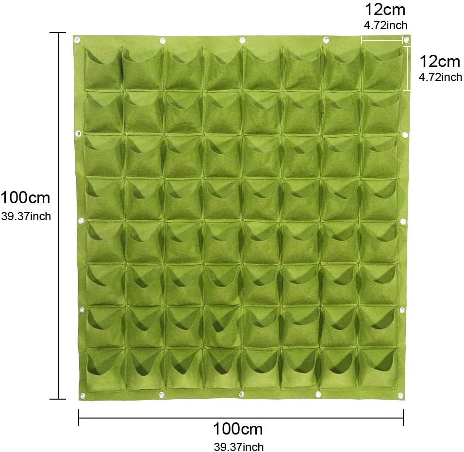 Hanging Planting Grow Bags, 64 Pockets Hanging Vertical Wall Planter Wall Mounted Grow Bag Outdoor Indoor Gardening