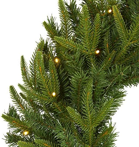 Nearly Natural 24 in Artificial Long Pine Wreath with 35 Clear LED Lights