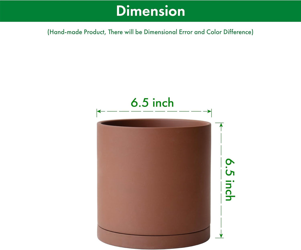 D'vine Dev Rust Terracotta Plant Pot with Saucer, 6 in, 40-V-C-3 | Classic Cylinder Shape, Natural Clay Texture, Porous