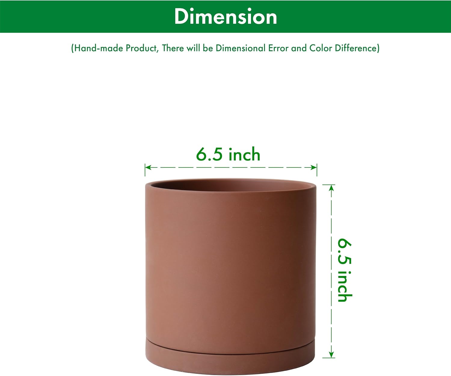 D'vine Dev Rust Terracotta Plant Pot with Saucer, 6 in, 40-V-C-3 | Classic Cylinder Shape, Natural Clay Texture, Porous