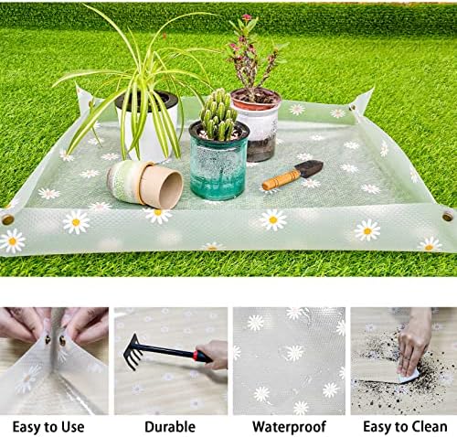 Repotting Mat for Indoor Plants Waterproof Clear Potting Mat Foldable Plant Potting Repotting Tray Portable Gardening Tray for Indoor Potting Soil, House Plants Orchid,Succulents 31.5 x 23.6