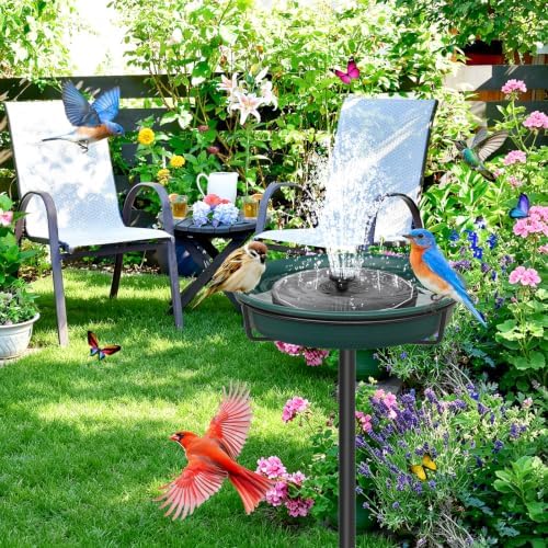 39In Freestanding Birdbaths Bowl Outdoor, Standing Garden Bird Bath Bird Feeder Bowl with Metal Stake, Detachable Decoration Spa Birdfeeder for Garden Patio Yard Lawn, 4 Spiky Feet (D)