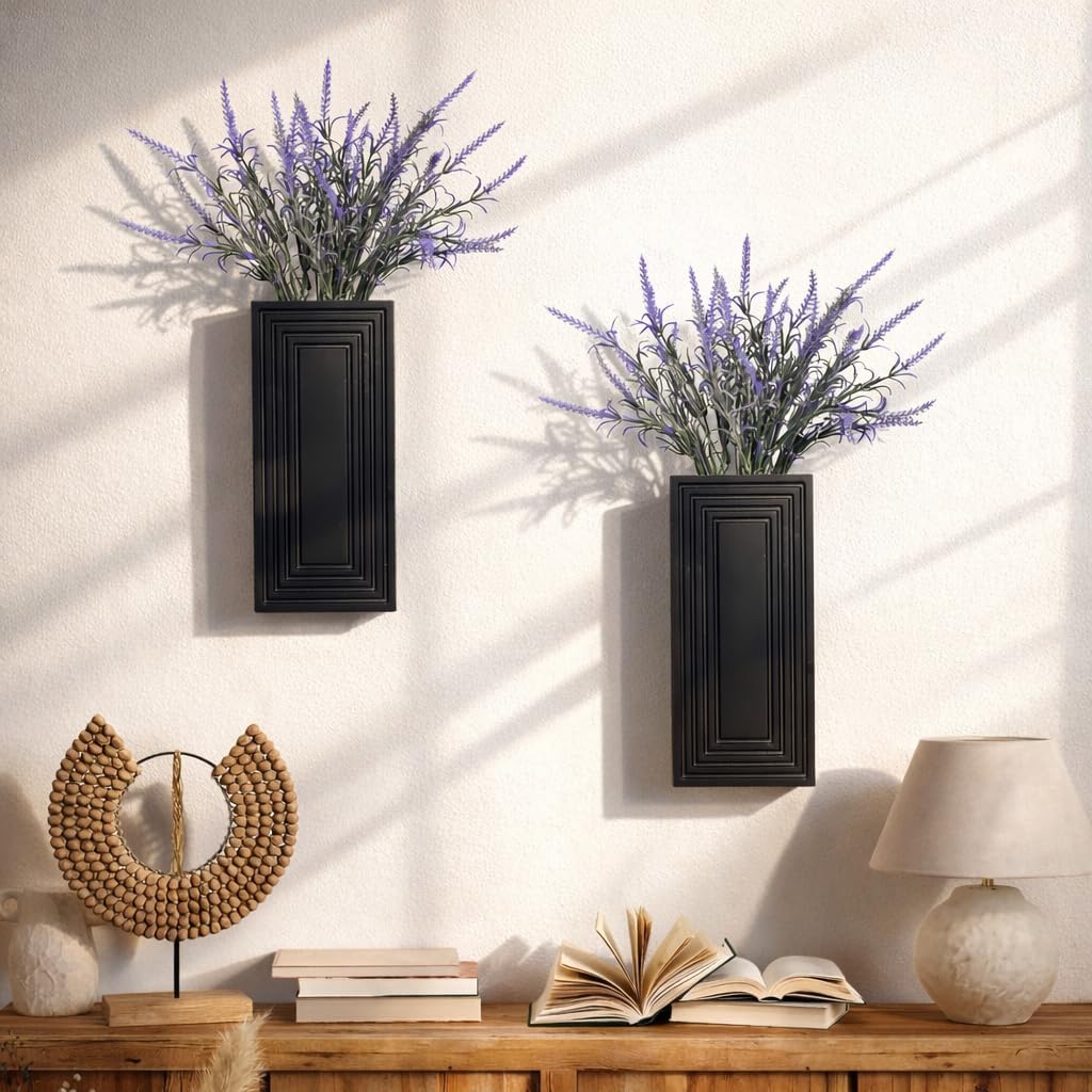 Wooden Wall Planter Vase,2 Pack Hanging Planter for Indoor Fake Plants Modern Boho Farmhouse Wall Art Decor for Home