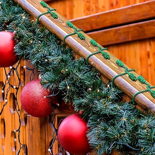Riakrum 20 Pcs Christmas 20 Inches and 16 Inches Set Decorative Garland Twist Ties Garland Decor for Xmas Holiday Lights Bannisters Stairways Railings (Green)