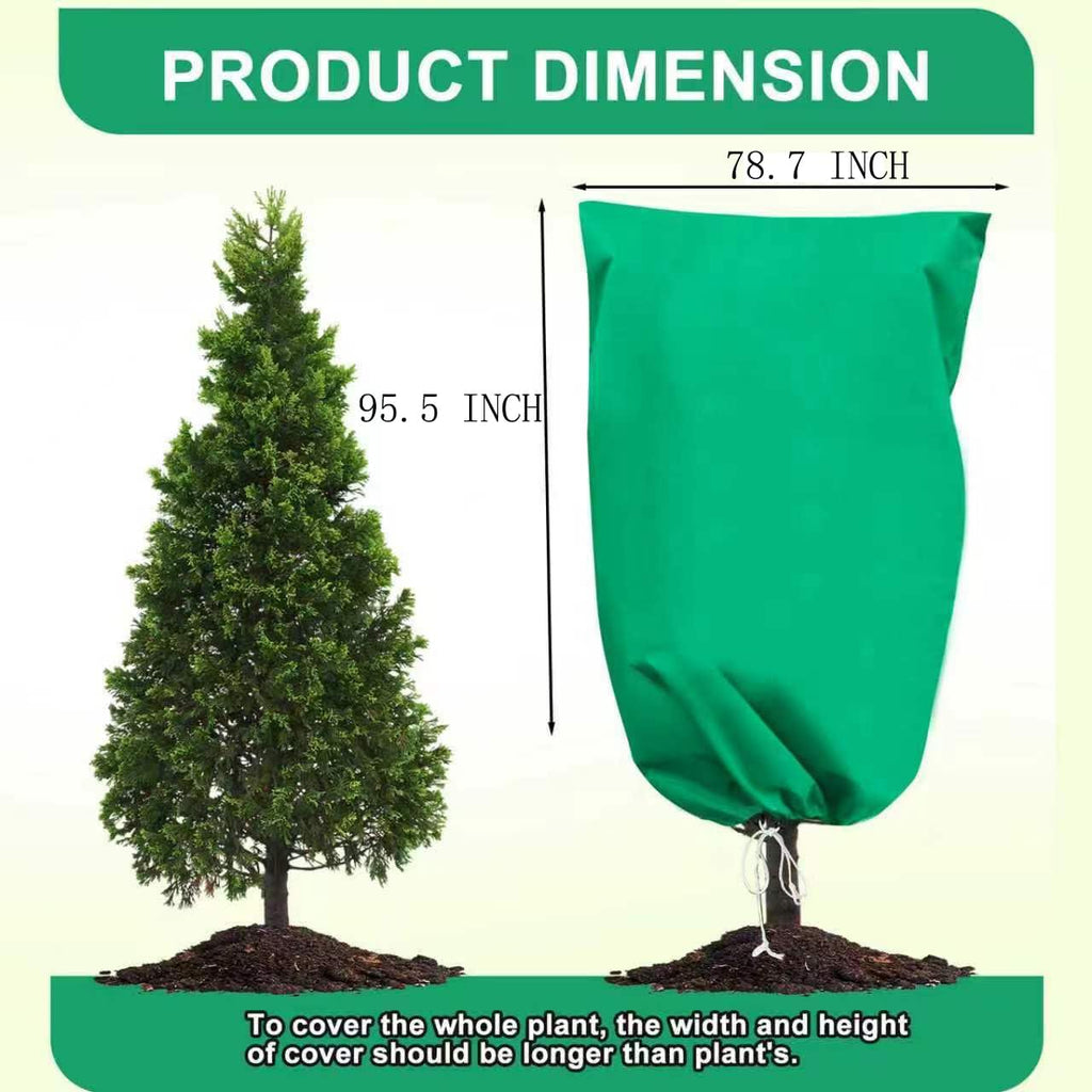Plant Covers Freeze Protection, 2 Pack 78.7''W x 95.5''H Frost Covers with Zipper Drawstring, Plant Protection Bags for