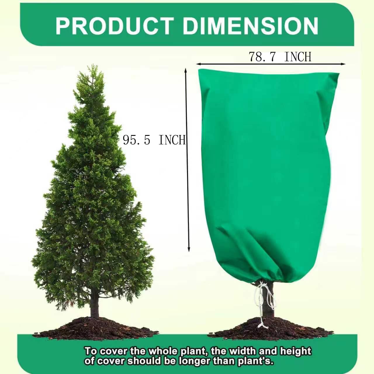 Plant Covers Freeze Protection, 2 Pack 78.7''W x 95.5''H Frost Covers with Zipper Drawstring, Plant Protection Bags for