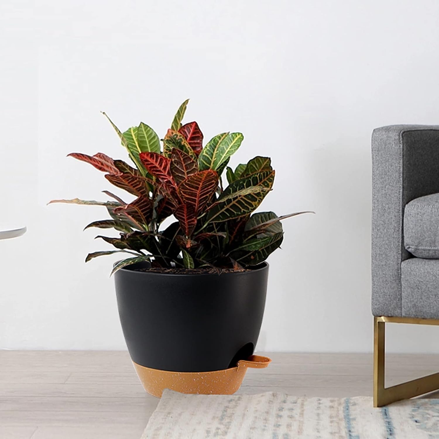 UOUZ Large Self Watering Pots, 12/10/9 Plastic Planters with High Drainage Holes and Deep Reservoir for Indoor Outdoor