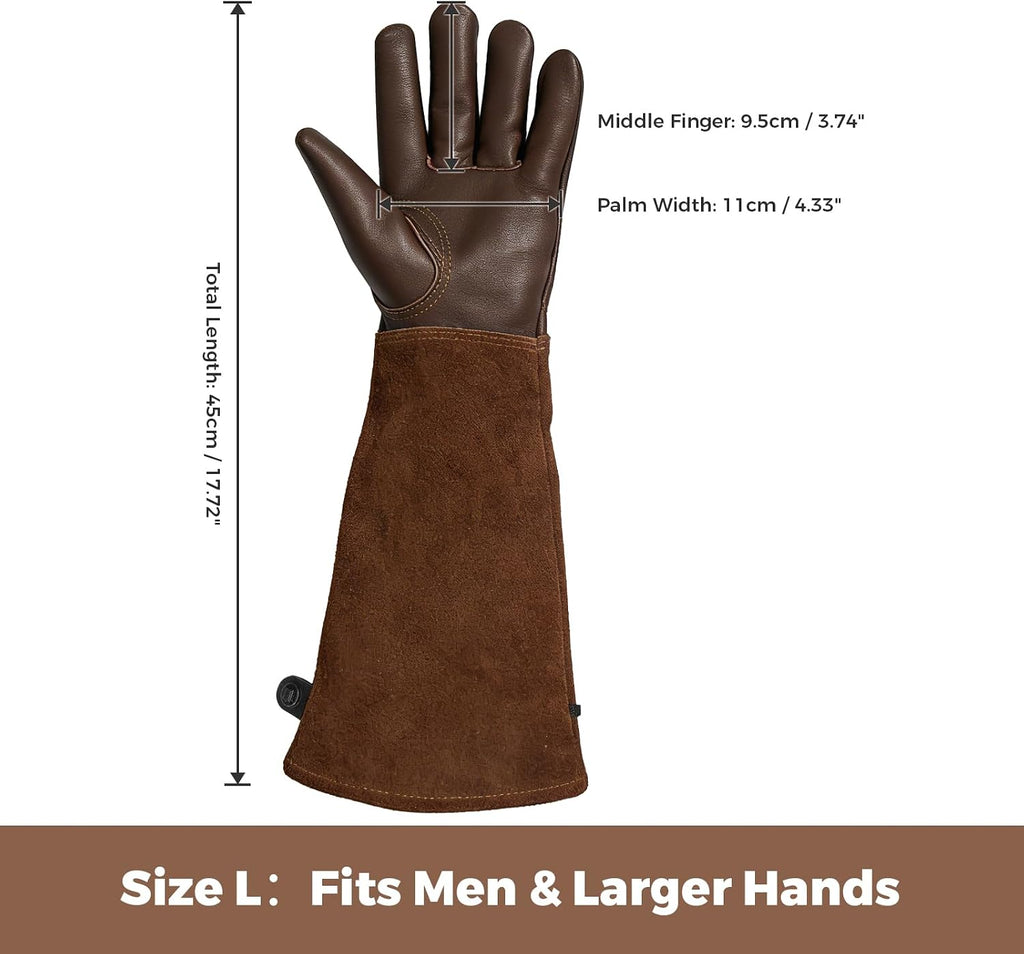 Aegend Women’s Garden Gloves, Long Elbow Cuff Adjustable Strap, Sun & Dirt Protection, Cowhide Leather, Breathable
