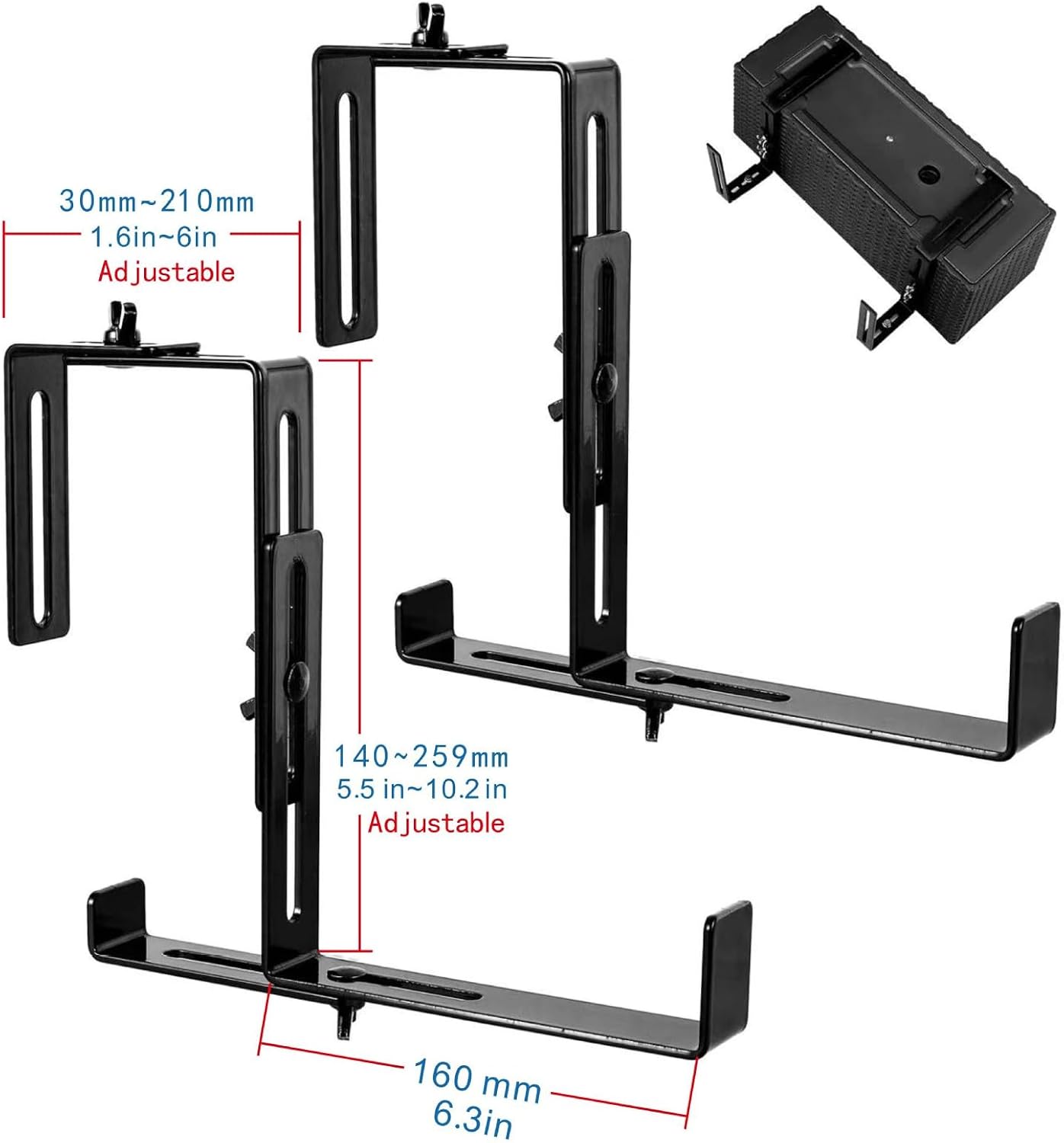 Leinuosen 4 Pcs Adjustable Window Boxes Brackets Planter Box Bracket Heavy Duty Deck Railing Hanging Flower Stand for