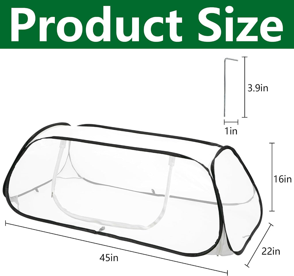 45" x 22" x 16" Pop Up Garden Rows Plants Cover, Raised Garden Beds Vegetable Rows Plant Protector, Insect Bird Barrier