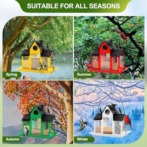 Solar Bird Feeders for Outdoors Hanging, Bird Houses for Outside
