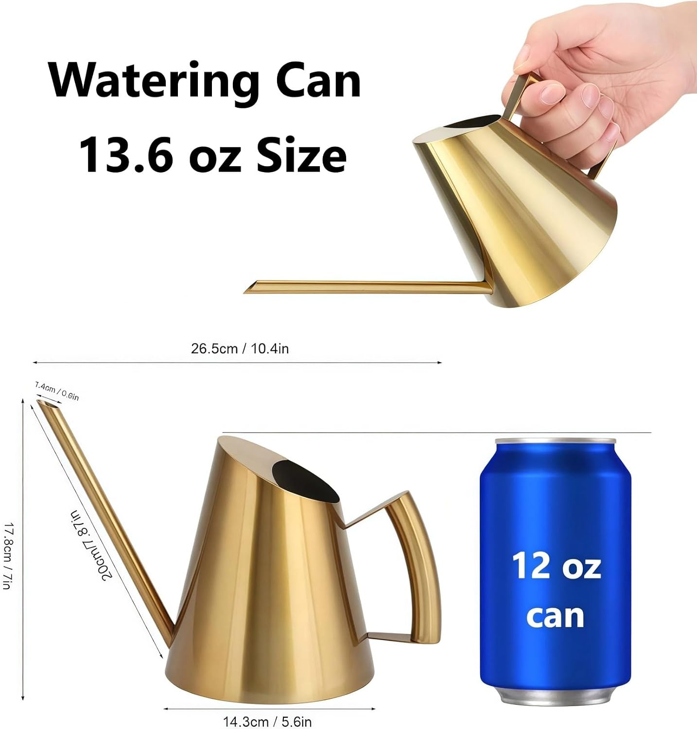 13.6 oz Watering Can Indoor Plants Stainless Steel Plant Waterer Watering Pot Sprinkle Pot Garden Flowers Plants Flower